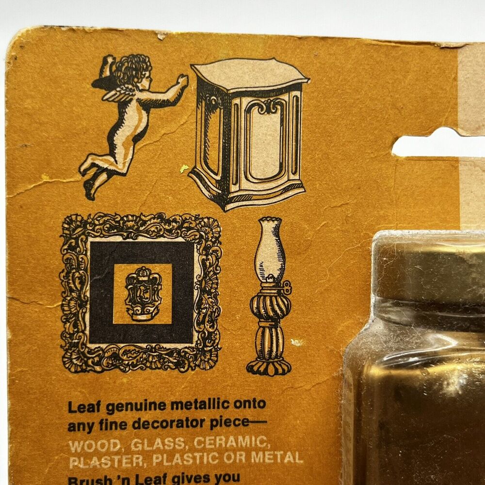 Vintage Brush N Leaf Antique Gold Metallic Paint 1 Oz Made In USA Rub N Buff NOS - Picture 14 of 16